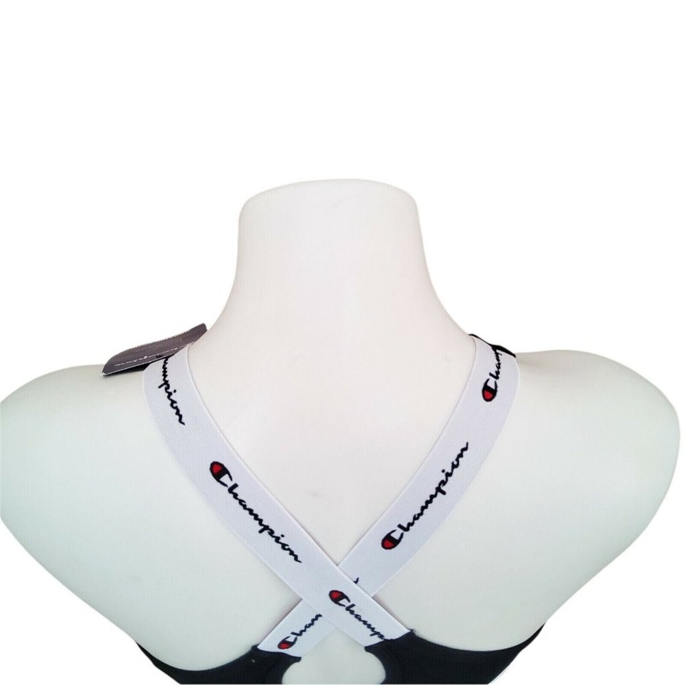 Champion Wireless Sports Bra Womens Size Medium Black Racerback Straps High Neck - Picture 6 of 8